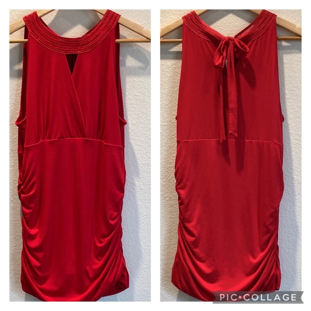 WHBM- Long Tie Neck Top (M) EUC